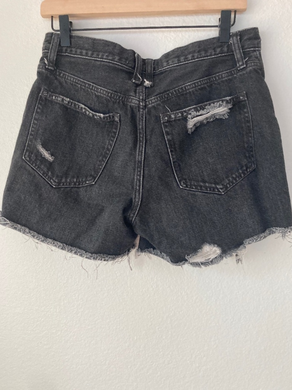 Free People We The Free High Rise Button Fly Black Distressed Denim Shorts 29 - Picture 3 of 6